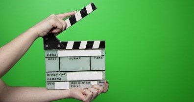 clapperboard with greenscreen